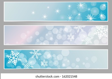 winter sparkling banners with snowflakes new year and Christmas