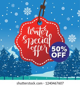 Winter Special Offer Discount Label Flayer Vector Background