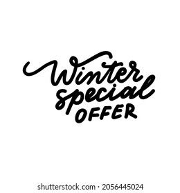 Winter special offer lettering element for poster and banner with calligraphy script phrase without background. Perfect for advertising and web. Vector illustration