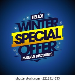 Winter special offer, massive discounts - sale vector banner template