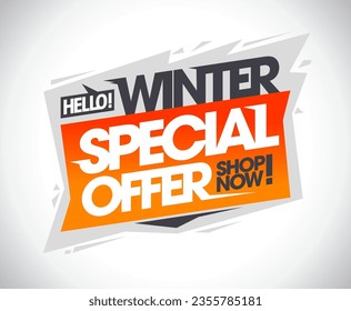 Winter special offer, shop now, sale vector flyer template