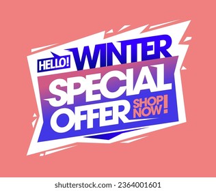 Oferta especial de invierno, tienda ahora, venta vectorial plantilla de banner web