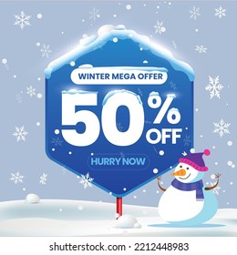 Winter Sale Banner Design With Sale Up To 50% Off For Winter Season  Marketing Promotion. Royalty Free SVG, Cliparts, Vetores, e Ilustrações  Stock. Image 85645761.