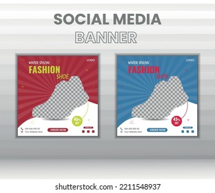 Winter Special Shoes Social Media Post Design,Sports Shoes square template banner,Vector illustrations.