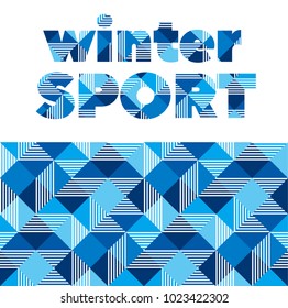 Winter sport abstract seamless pattern. Stock vector illustration. Stripe, line blue dynamic composition for pattern, background, wrapping paper, fabric. 