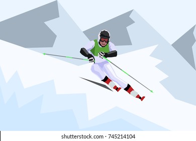 winter sport alpine skiing vector illustration