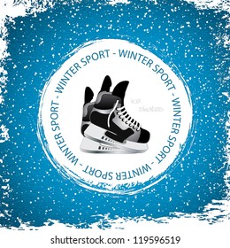 Winter sport background.Ice skates vector