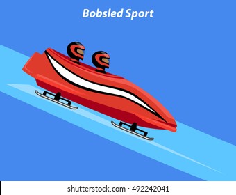 Winter Sport Bobsleigh Bobsled Graphic Vector Illustration