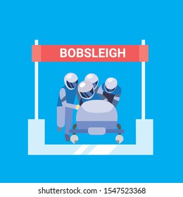 Winter sport bobsleigh flat illustration vector icon