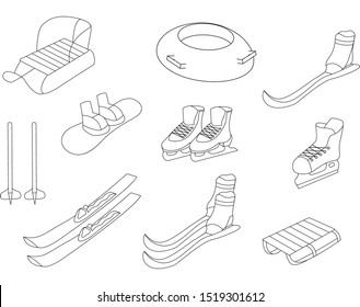 Winter sport collection. Sketch set of the winter games.