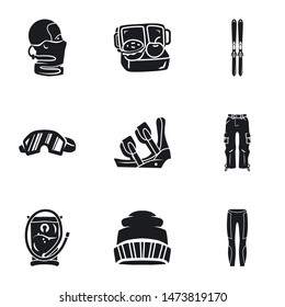 Winter sport equipment icon set. Simple set of 9 winter sport equipment vector icons for web design isolated on white background