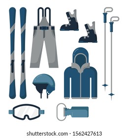 Winter Sport Equipment, Icon Vector Set