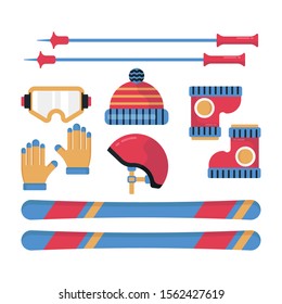 Winter Sport Equipment, Icon Vector Set