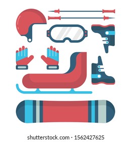 Winter Sport Equipment, Icon Vector Set