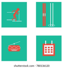 winter sport flat icons vector. winter spotrs equipment vector