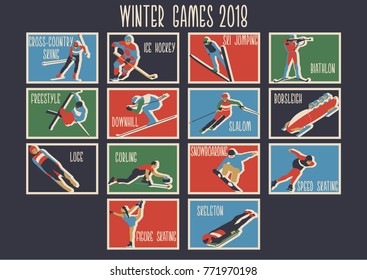 Winter Sport Games 2018 Original Icons, Logos