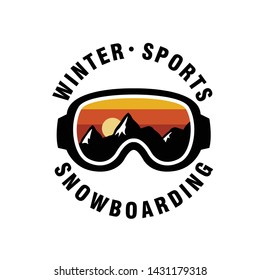 Winter Sport Goggles with Mountain View Decal - Vector