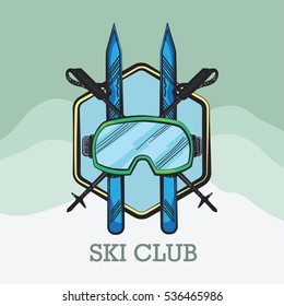 Winter sport hand drawn poster