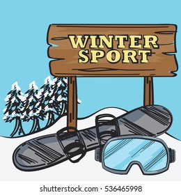 Winter sport hand drawn poster