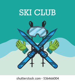 Winter sport hand drawn poster