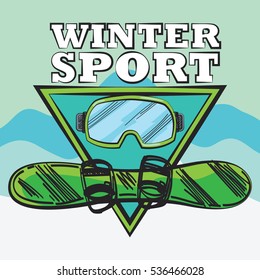 Winter sport hand drawn poster