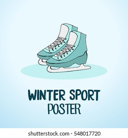 Winter sport hand drawn poster design