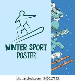 Winter sport hand drawn poster design