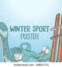 Winter sport hand drawn poster design