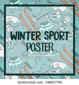 Winter sport hand drawn poster design