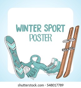 Winter sport hand drawn poster design