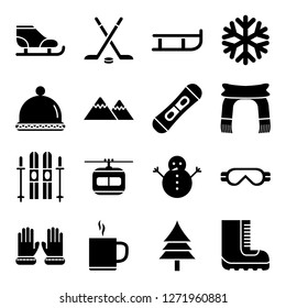Winter sport and holiday icons set. Winter outdoor activity collection.