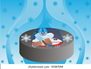Winter sport. Ice Hockey. The goalkeeper is on the gate.