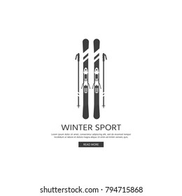 Winter sport icon collection. Skiing  equipment isolated on white background in flat style design. vector illustration. Can be used for logo, label, banner