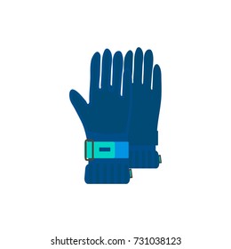 Winter sport icon of glove for  Skiing and snowboarding,  isolated on white background in flat style design. Elements for ski resort picture, mountain activities, vector illustration.