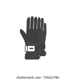 Winter sport icon of glove for  Skiing and snowboarding,  isolated on white background in flat style design. Elements for ski resort picture, mountain activities, vector illustration.