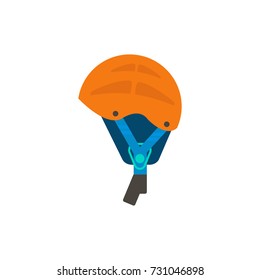 Winter sport icon of helmet for Skiing and snowboarding, equipment isolated on white background in flat style design. Elements for ski resort picture, mountain activities, vector illustration.