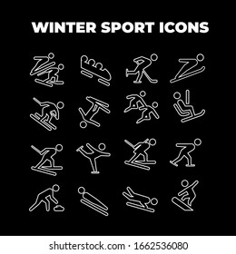 winter sport icon set vector outline style 