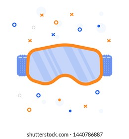 Winter sport icon Skiing and snowboarding goggle  isolated on white background in flat style design. Elements for ski resort picture, mountain activities, vector illustration.