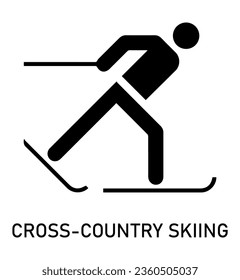 Winter sport icon. Vector isolated pictogram on white background with the names of sports disciplines. Games and sport. Cross country skiing