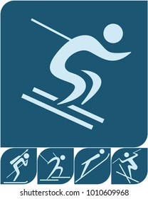 Winter sport icons set 2018