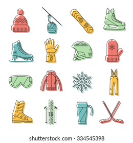 Winter sport icons set line style made in vector