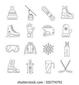 Winter sport icons set line style made in vector