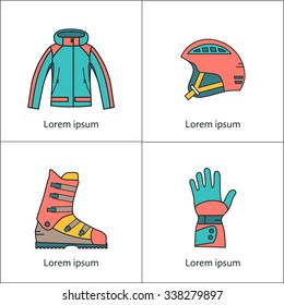 Winter sport icons set line style made in vector