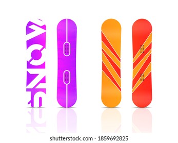 Wintersportsymbole von Snowboard. Snowboard-Set für Ihr Design einzeln auf weißem Hintergrund. Elemente für Skizzenbild, Bergaktivitäten. Vektorgrafik, eps10.