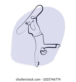 Winter sport. Ink sketch snowboarder. Hand drawn vector illustration.
