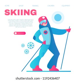 Winter Sport Label. Man Alpine Slier in Forest. Vector illustration