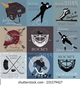 Winter sport  labels  set