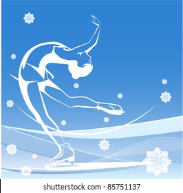 Winter sport. Ladies figure skating.  Ice show.