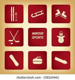 Winter sport pictograms with various winter sports in vintage design