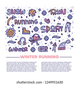 Winter sport. Running concept. Vector text template